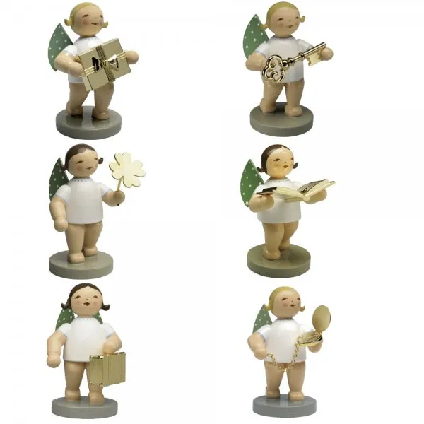 Wendt & Kühn Grünhainicher Engel mit vergoldeten Details Satz 2 (6-teilig)