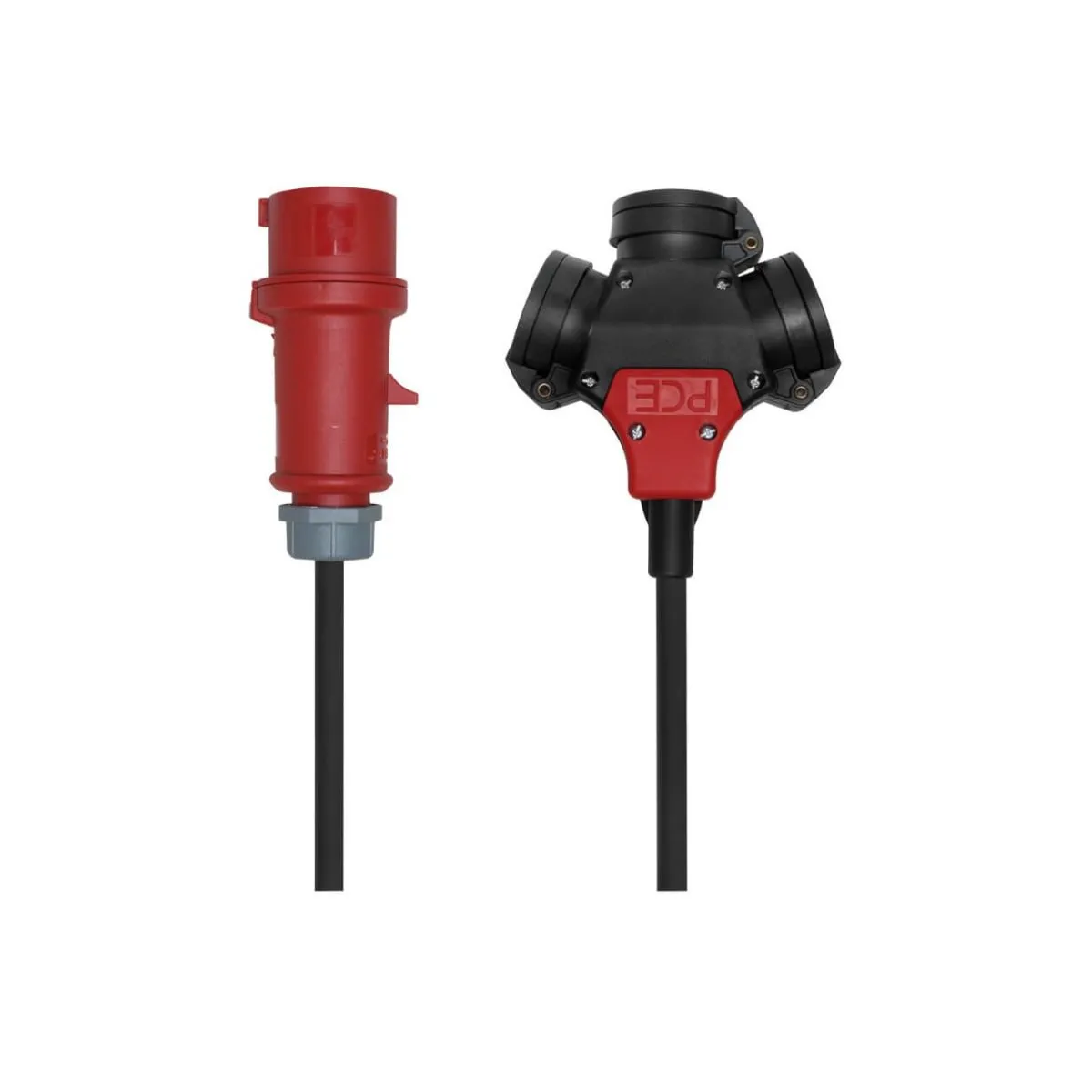 Adapterleitung CEE-Stecker auf Dreiwege-Schutzkontakt-Kupplung