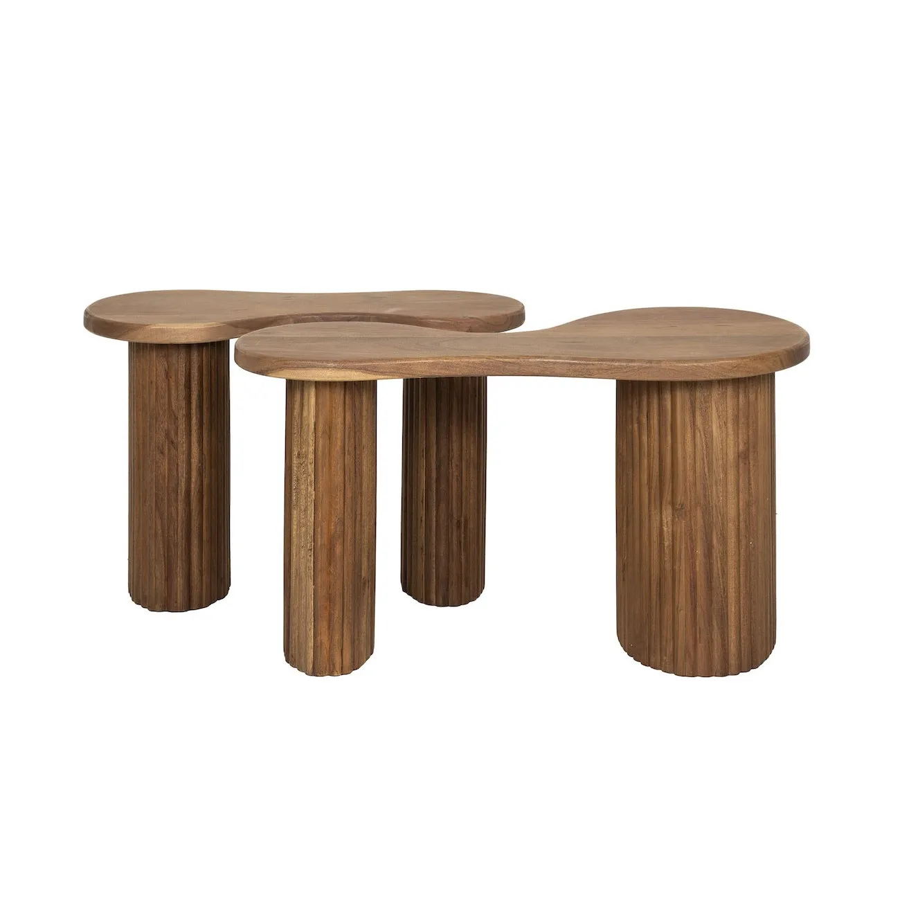 AMELIA - Organisches Couchtisch-Set aus braunem Holz