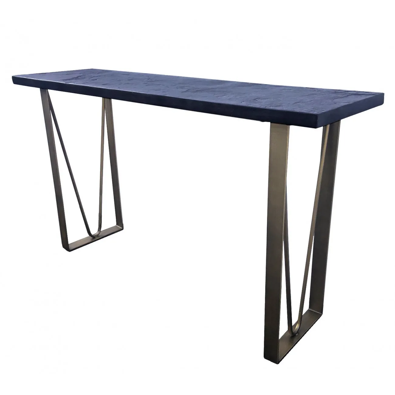 ARDOISE - Konsole mit Schiefer-Effekt und bronzefarbenen Füßen