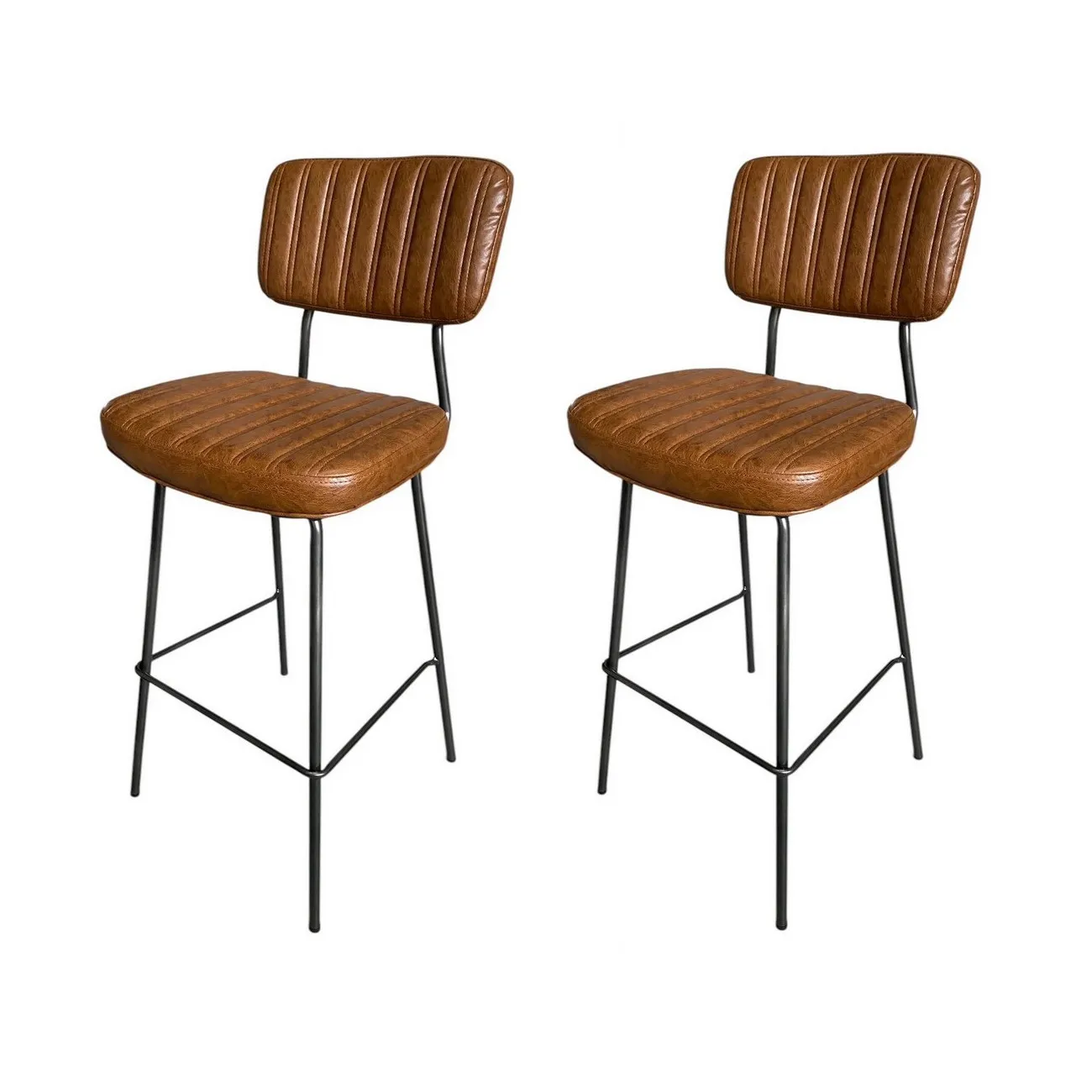 ARIZONA - 2er-Set Barhocker in brauner Lederoptik