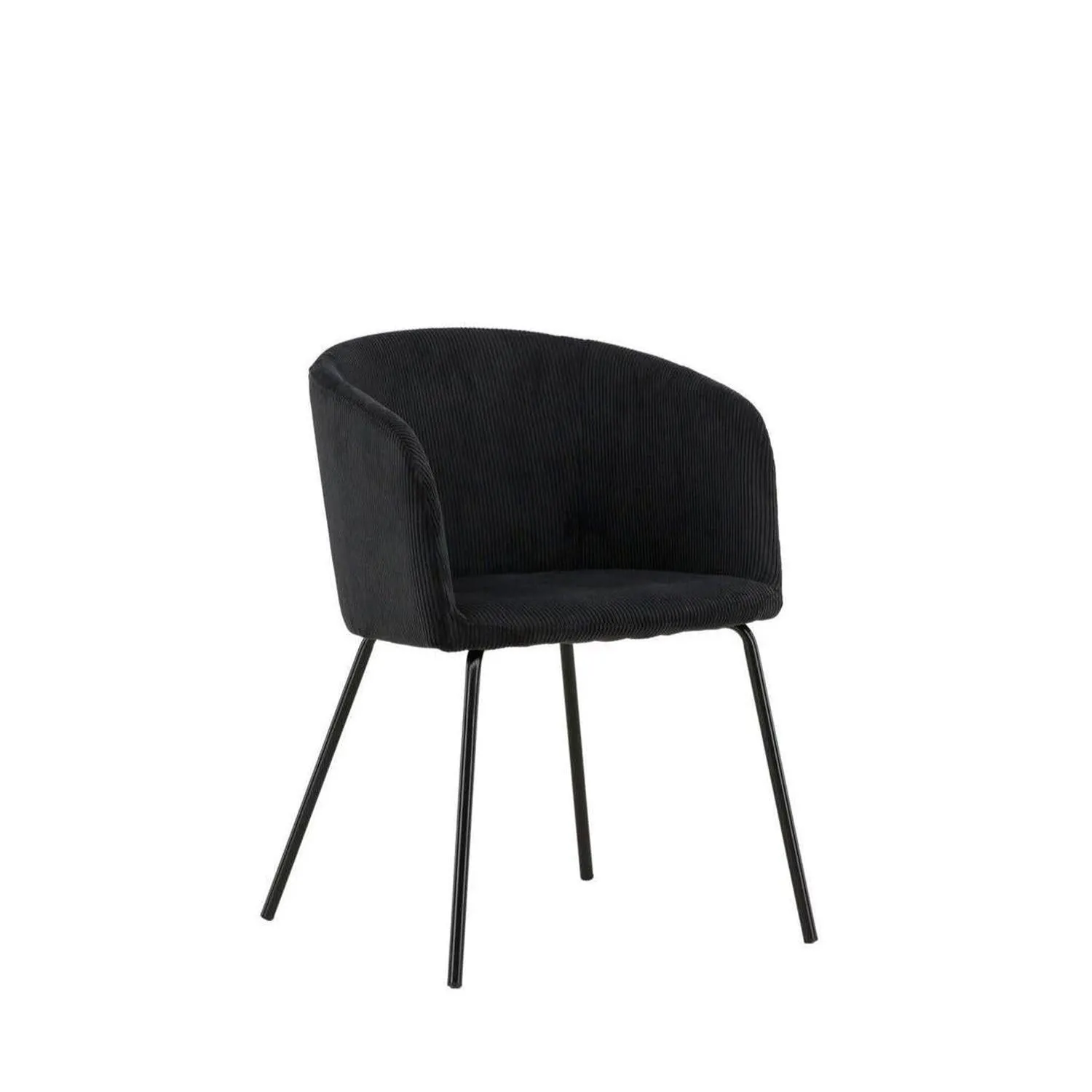 Armlehnenstuhl Berit aus Kord - Schwarz