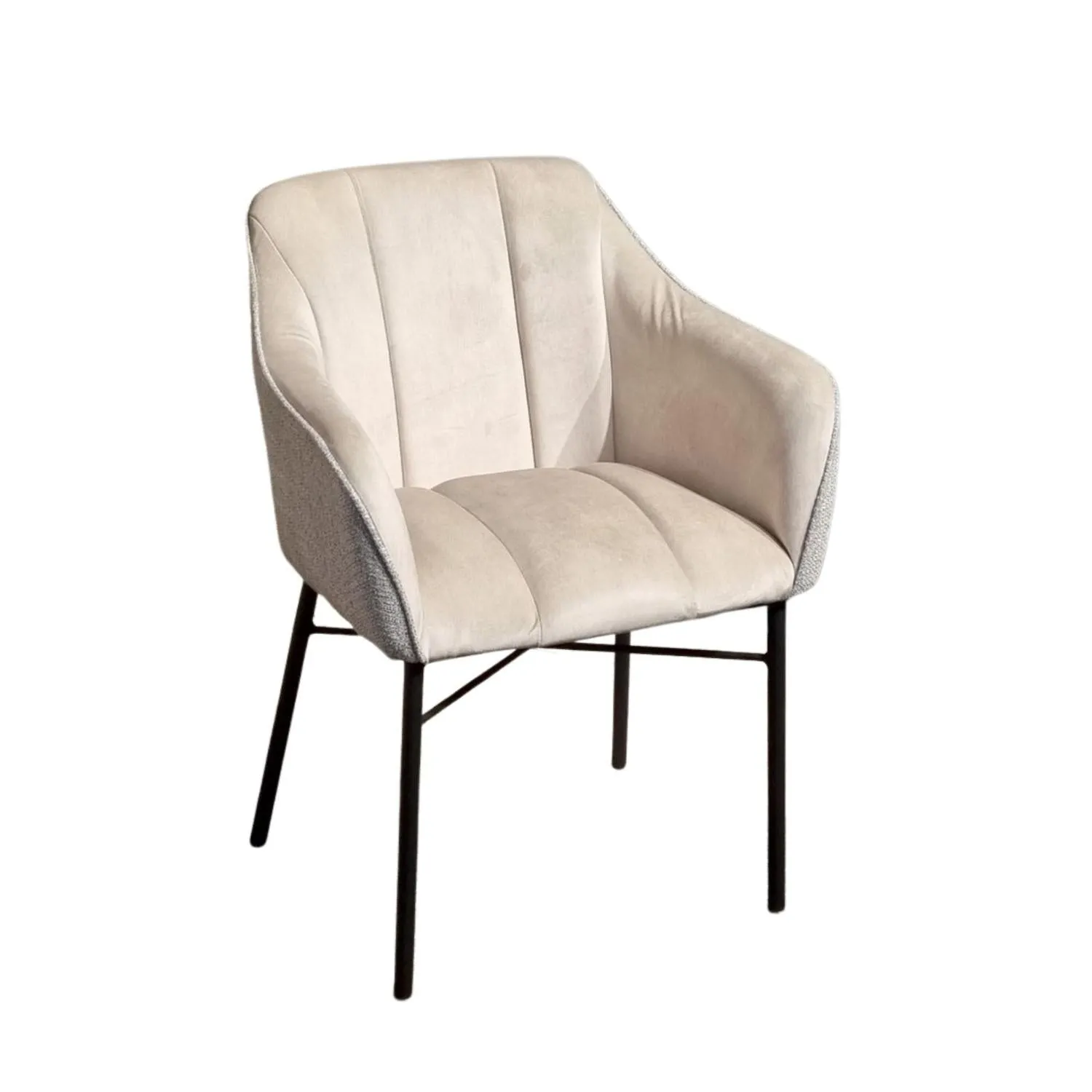 Armlehnenstuhl Malaga aus Velours & Matuu-Stoff - Beige
