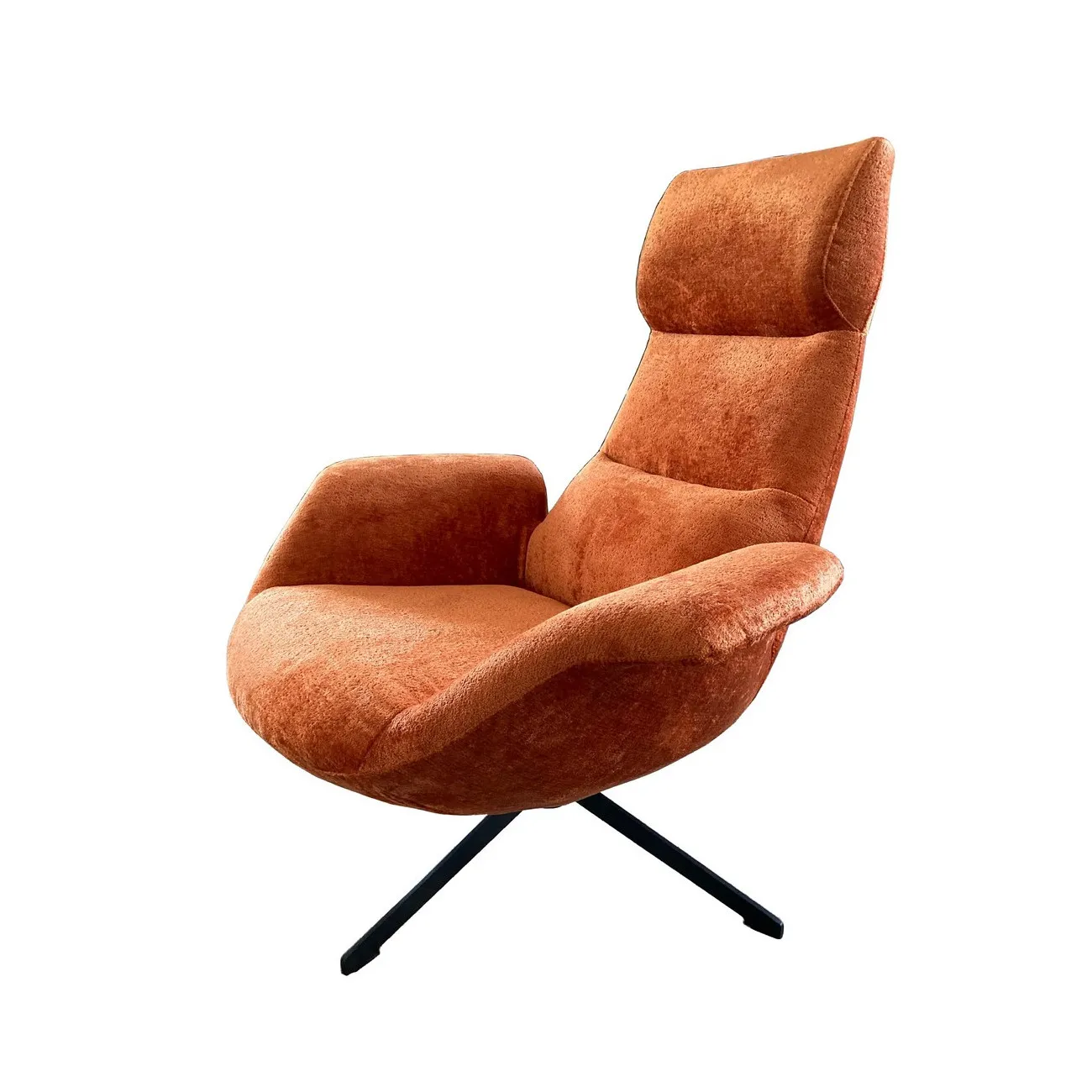 ASTI - Drehsessel aus orangefarbenem Samt
