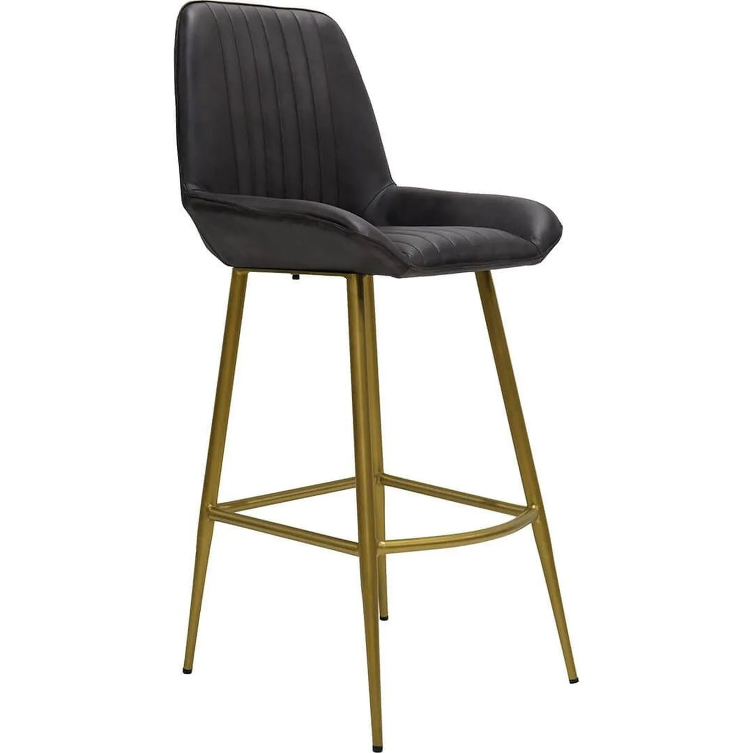 Barhocker Comfort aus Leder - Schwarz matt