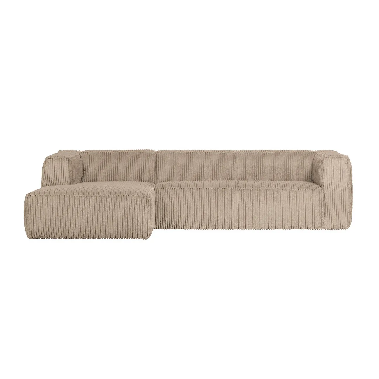 BEAN - Ecksofa links 5-Sitzer Velours L305, beig