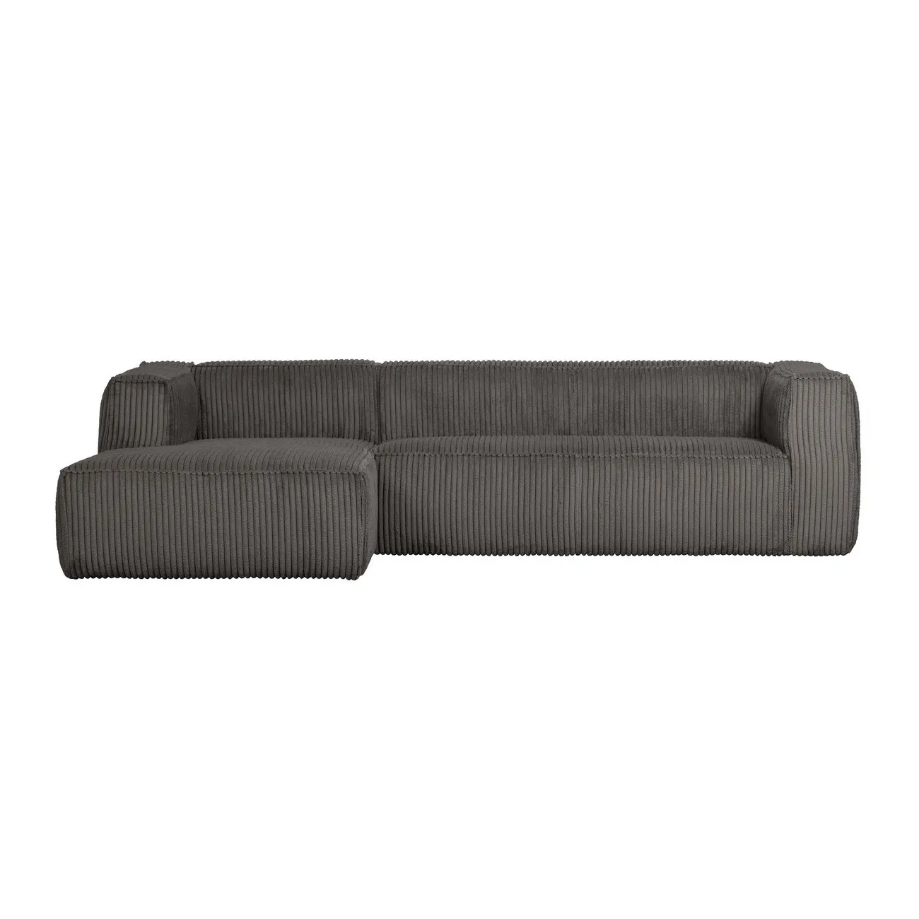 BEAN - Linkes 5-Sitzer-Ecksofa aus Velours L305, grau
