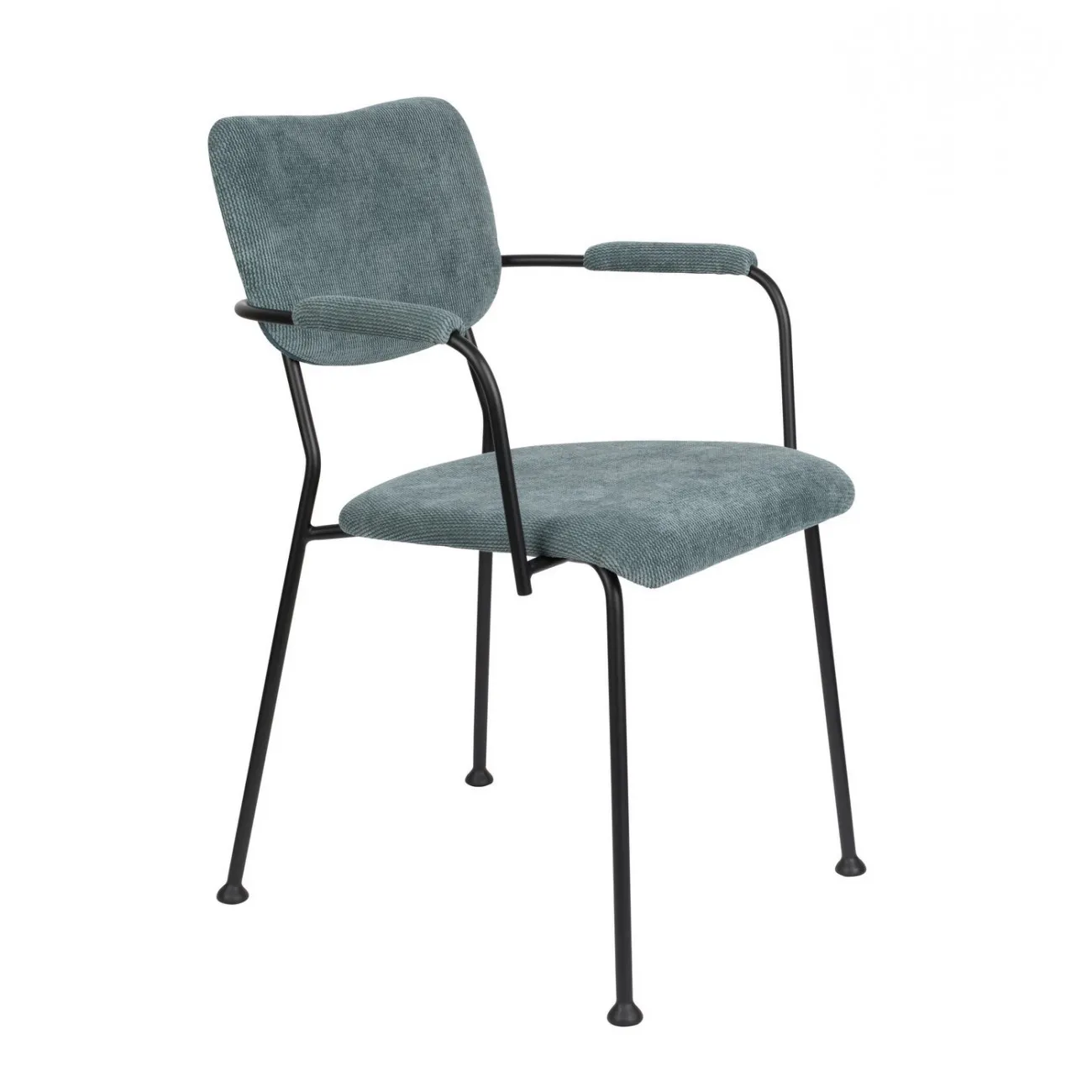 BENSON - Armlehnstuhl aus Samt, blaugrau