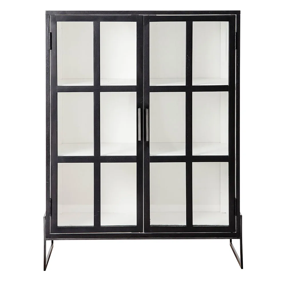 Bloomingville Vitrine "Opal" Eiche & Glas schwarz