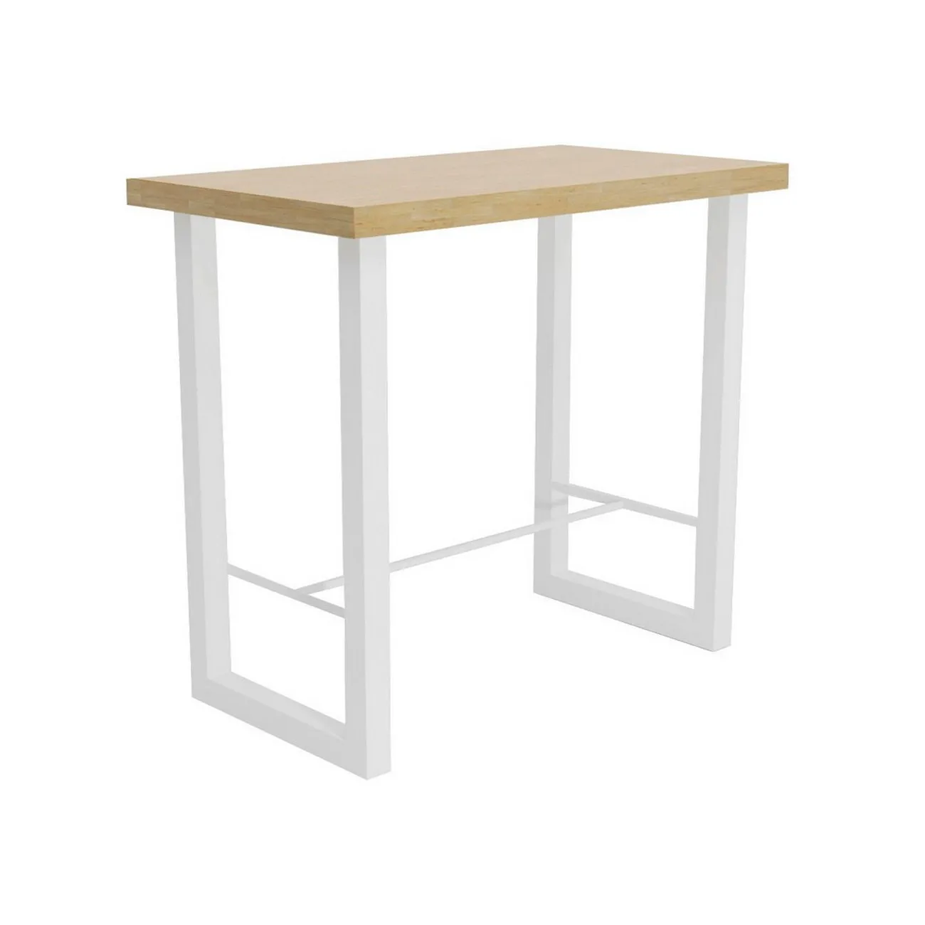 BODEGA - Stehtisch weißer Stahl und Holz L120