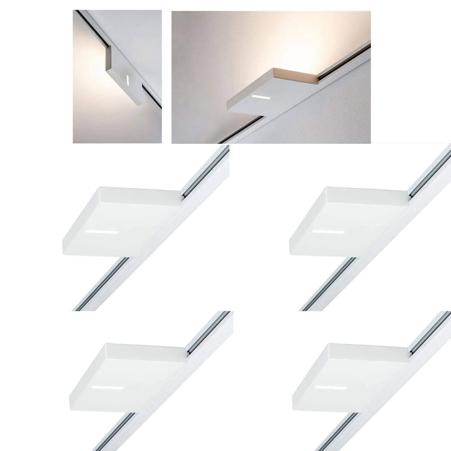 4er Set -  Paulmann URail Spot Uplight Case 16W Weiß 230V Metall