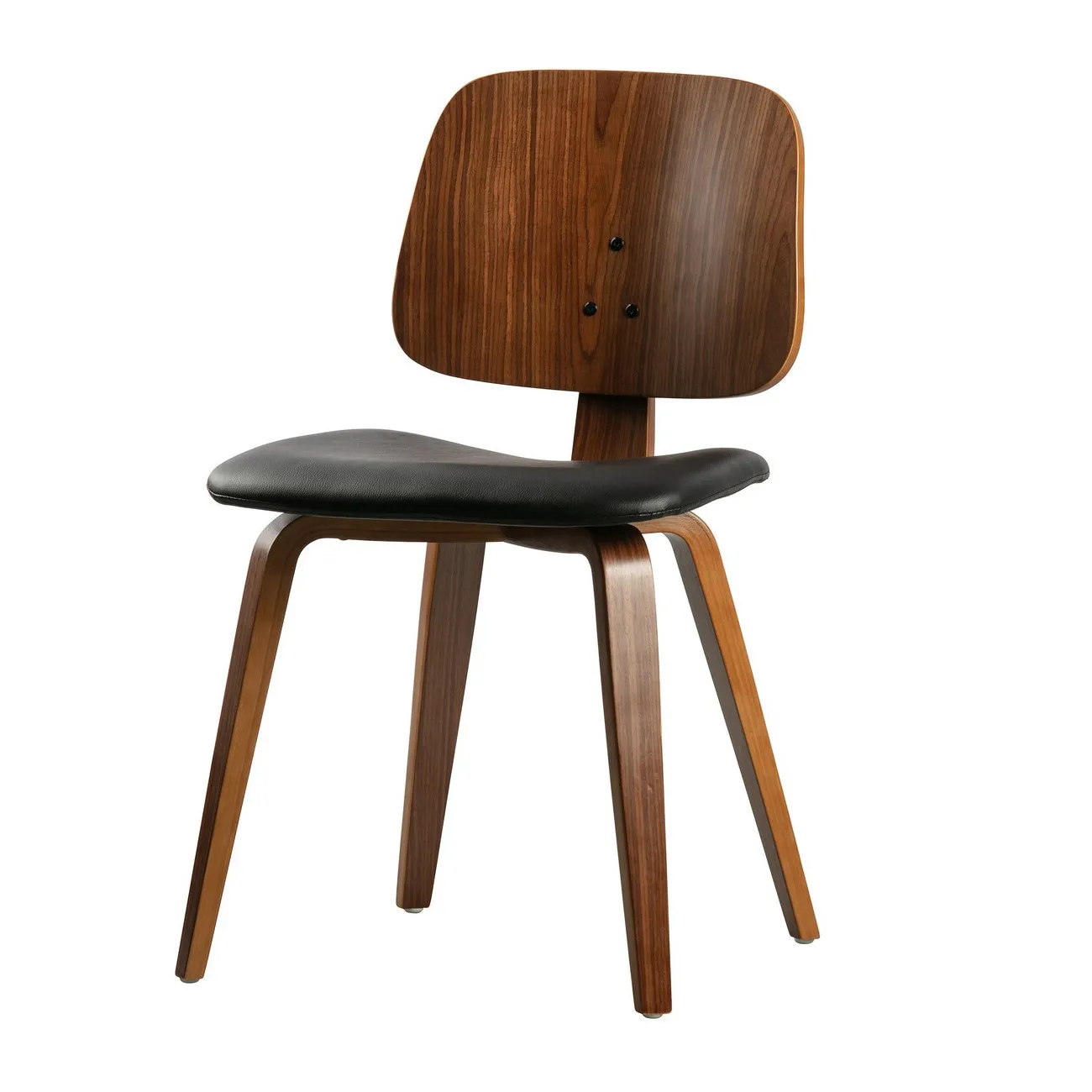 CHARLES - Stuhl in Leder- und Holzoptik Nussbaum