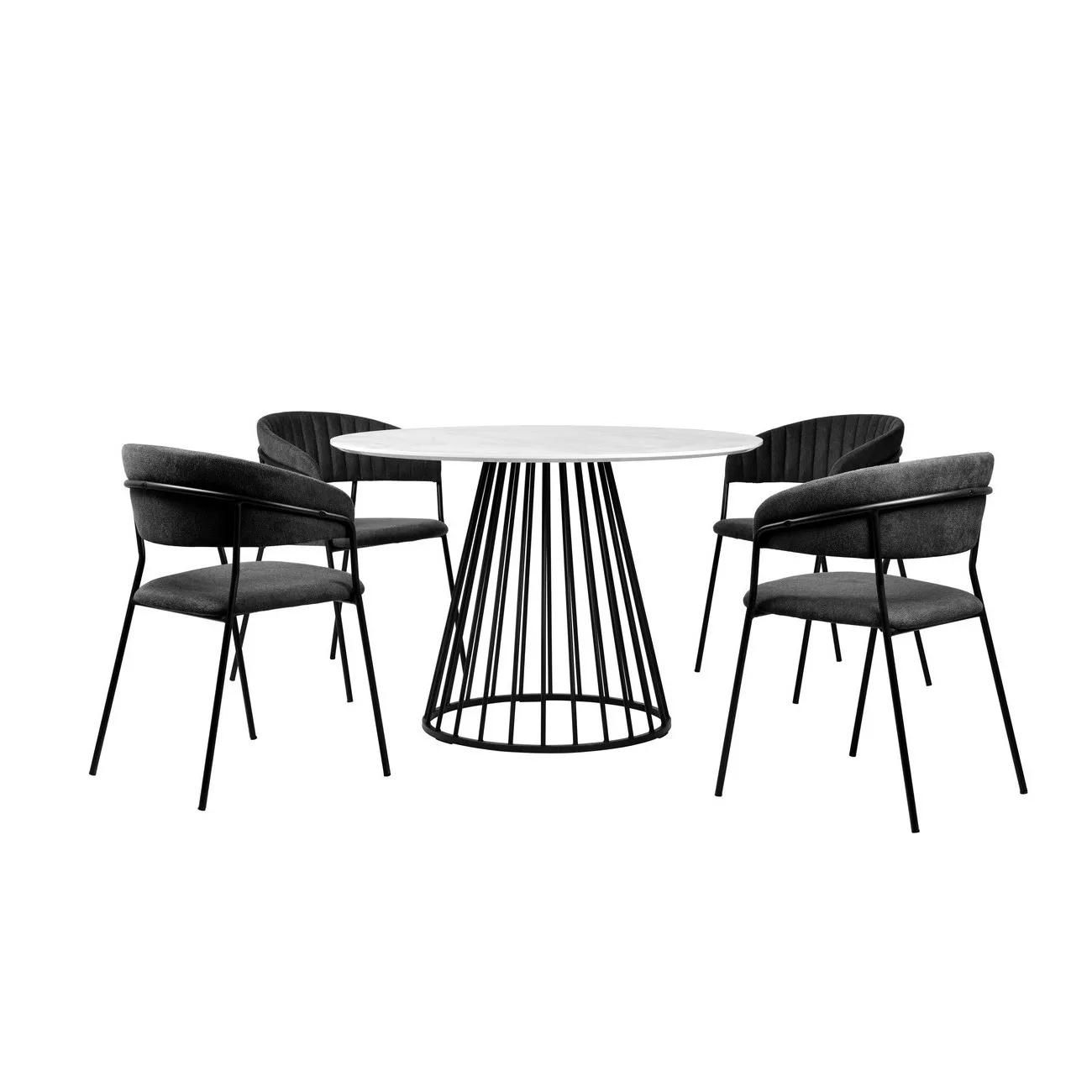 CIRCLE - Set Runder Tisch und 4 Stühle