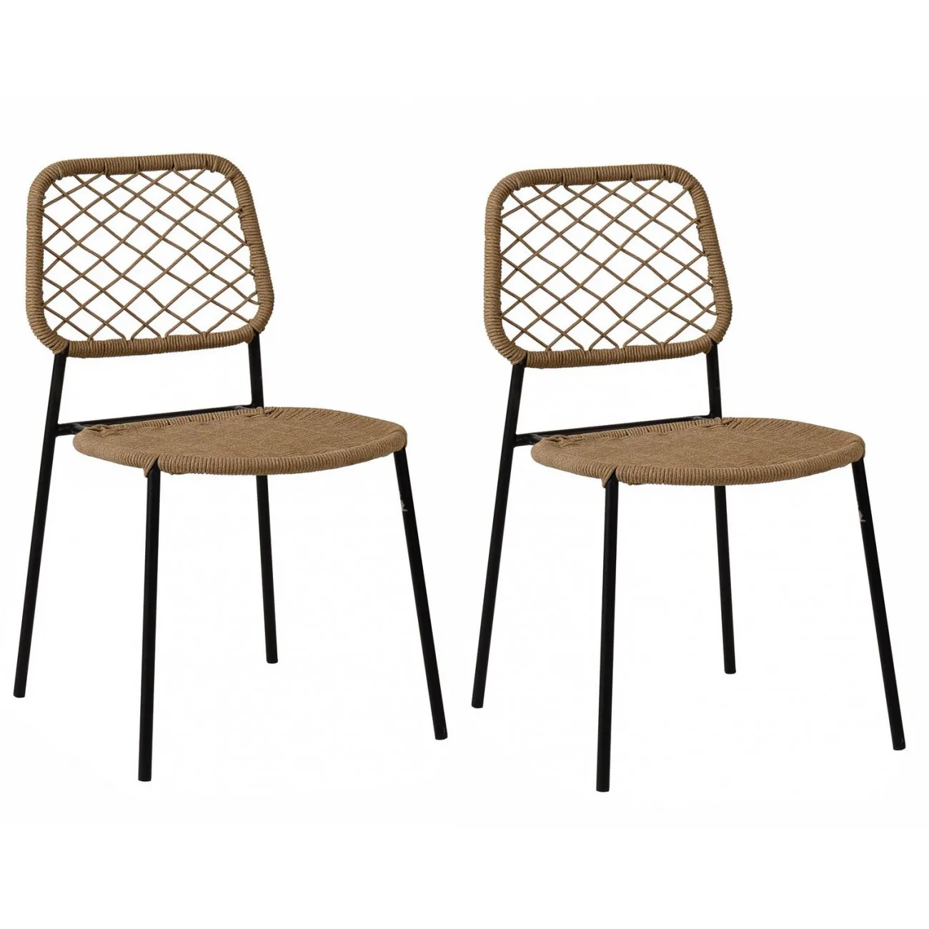 CORDOU - 2 Essstühle aus Seil beige