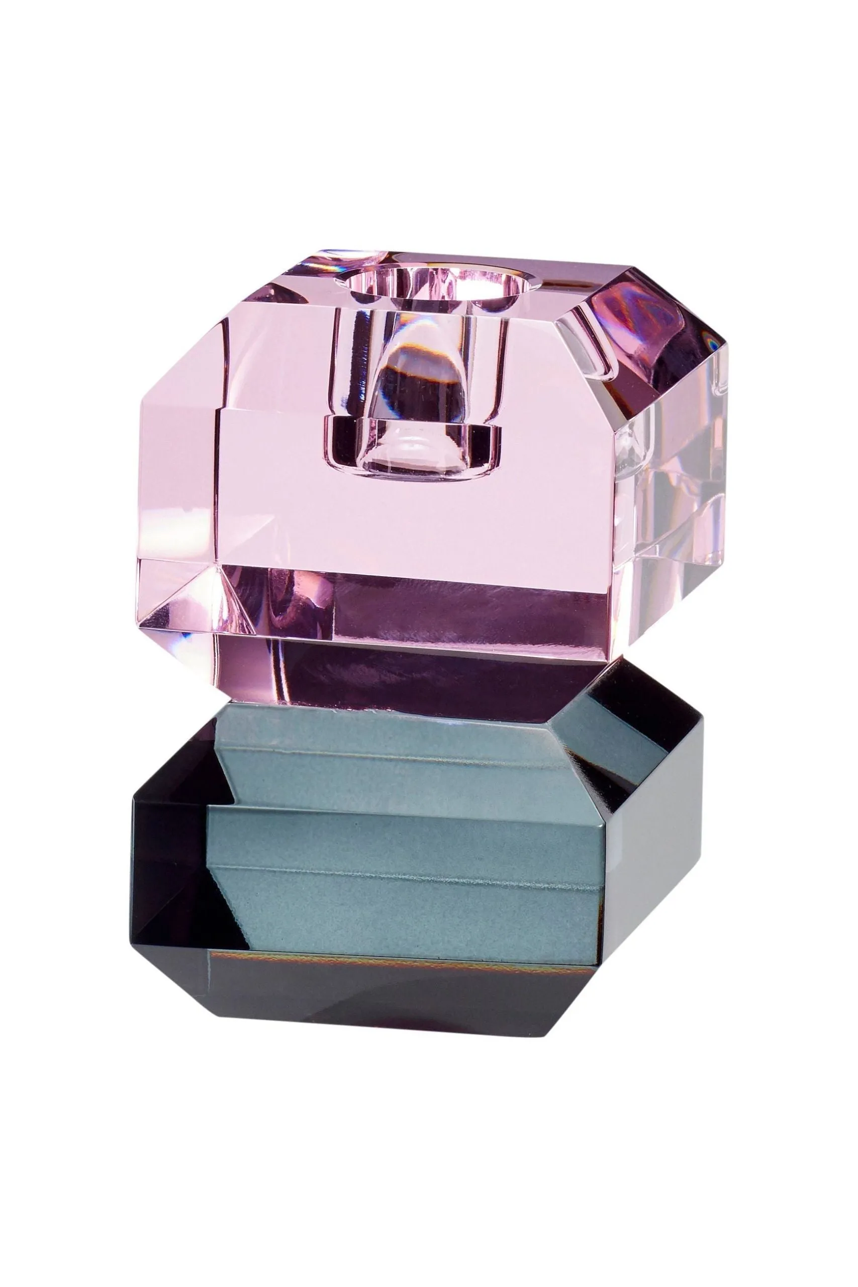 Gem Candle Holder Grey/Pale Red