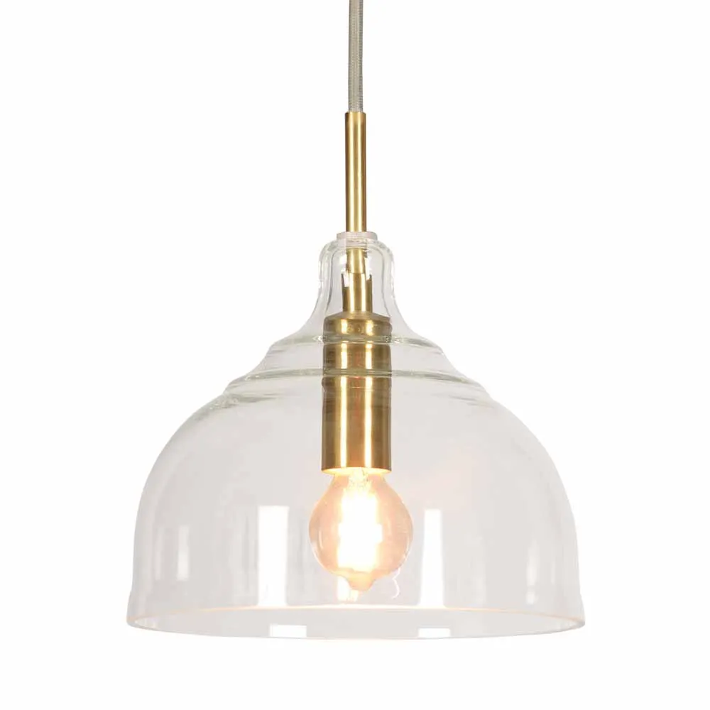 Hängelampe "Bentje" Glas & Metall transparent-goldfarben