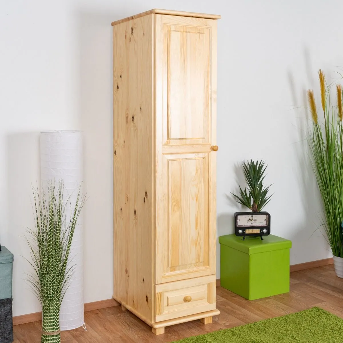 Kleiderschrank Kiefer Vollholz massiv natur 001 - Abmessung 190 x 47 x 60 cm (H x B x T)