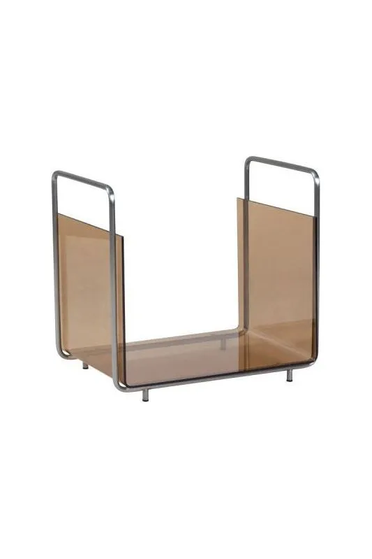 Echo Magazine Rack in Brown/Nickel