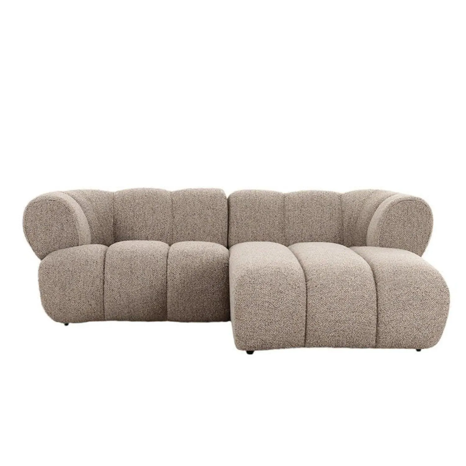 Ecksofa New York als 2,5-Sitzer aus Bouclé - Longchair rechts - Sand