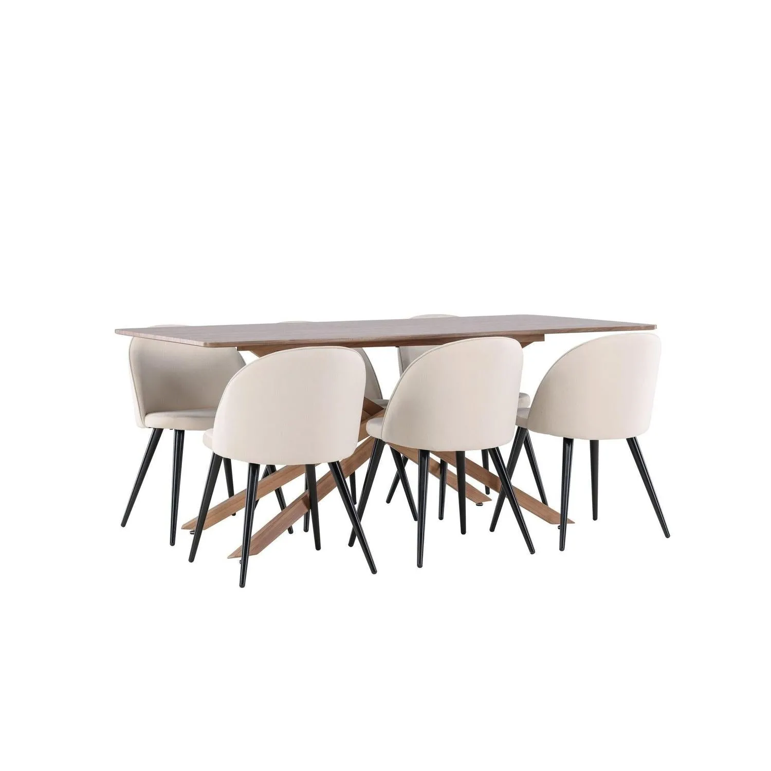 Essgruppe Esstisch Piazza 180*90 cm mit Stühlen Velvet aus Samt