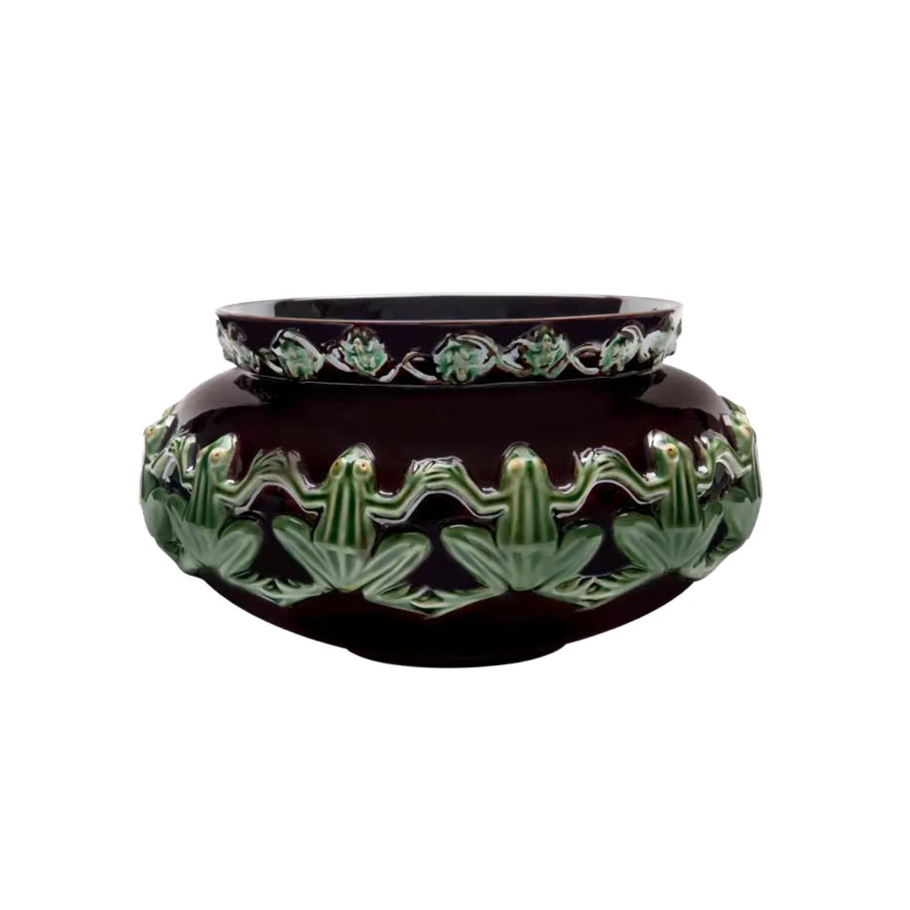 FROG - Schlicker-Vase aus Keramik, auberginenfarbe