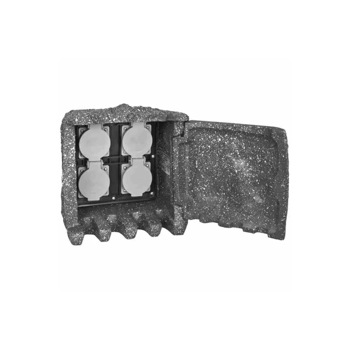 Gartensteckdose 4-fach Steckkdosenstein Tür Außensteckdose 3m Kabel