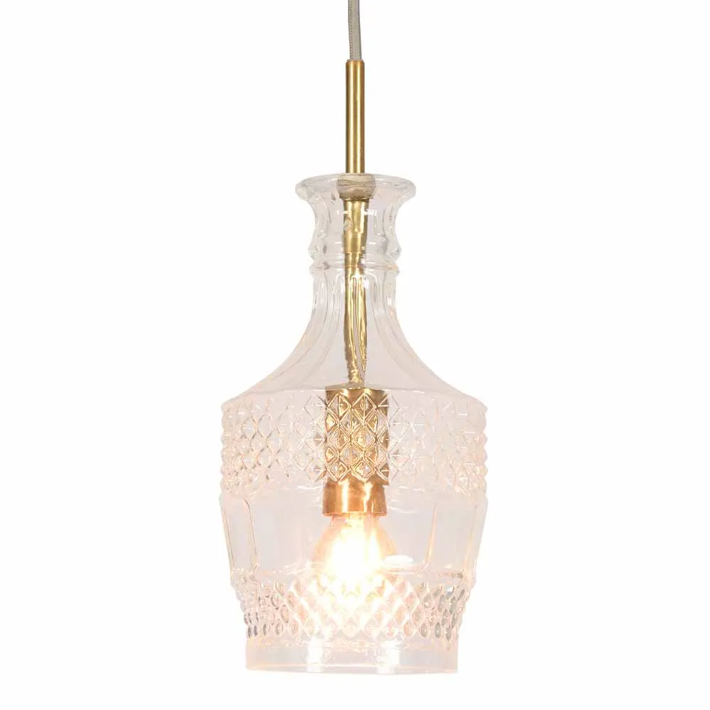 Hängelampe "Brighid" Glas & Metall transparent-goldfarben