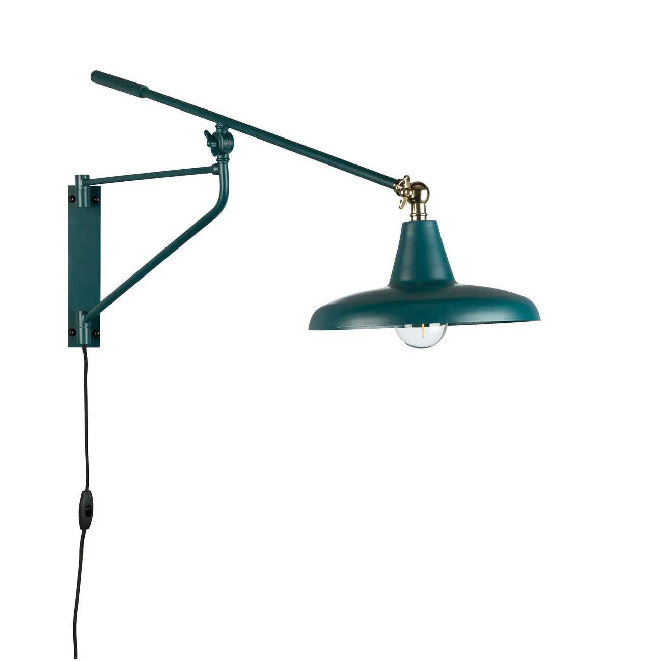 HECTOR - Verstellbare Wandleuchte aus Messing und türkisfarbenem Stahl