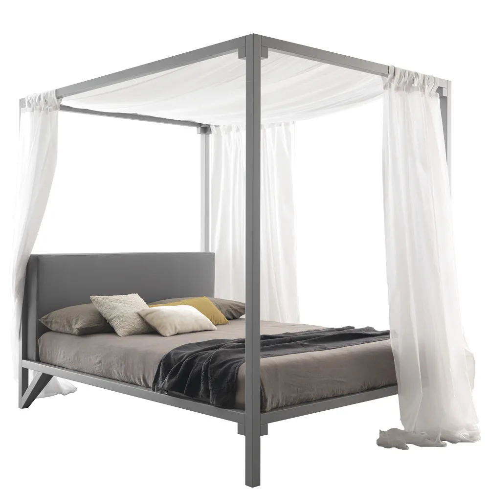 Himmelbett "Cesario" Leder grau