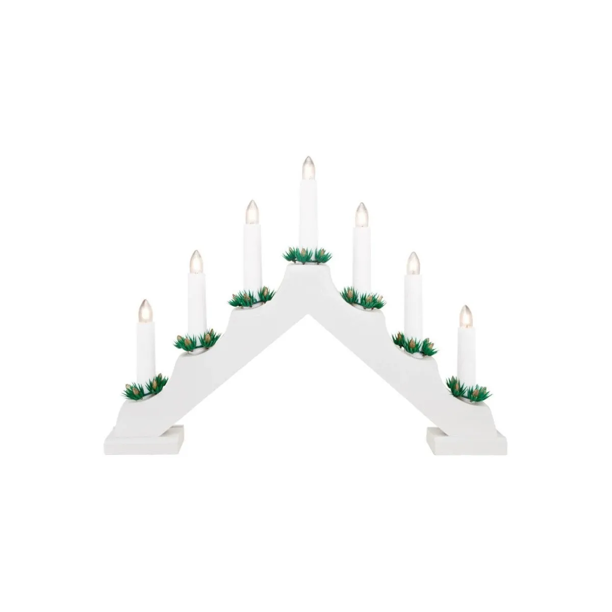 Holzleuchter Schwedische Kiefer weiß lackiert mit 7 x E10 Topkerze