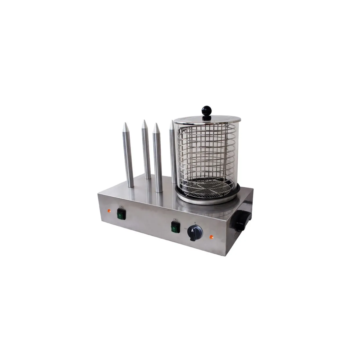 Hot Dog Maschine, 3 Spieße, mit Glasbehälter