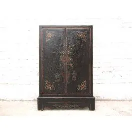 China Kommode schlank halbhoh schwarz Pinie