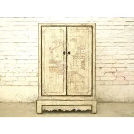 China schlanke halbhohe CD-Kommode Schrank weiss Pinie