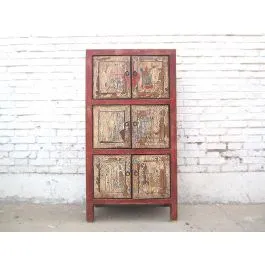 Einzigartige bemalte halbehohe Asia Kommode