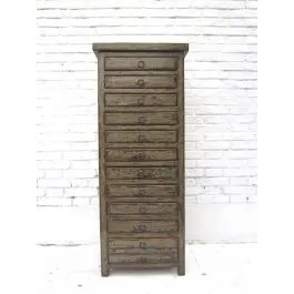 Shabby chic fürs Büro halbhohe Schubladenkommode Sammlerschrank Bisley Stil dunkelgraue Pinie Luxury-Park