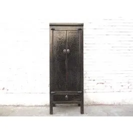Asien schmaler Schrank Kommode Highboard antikschwarz