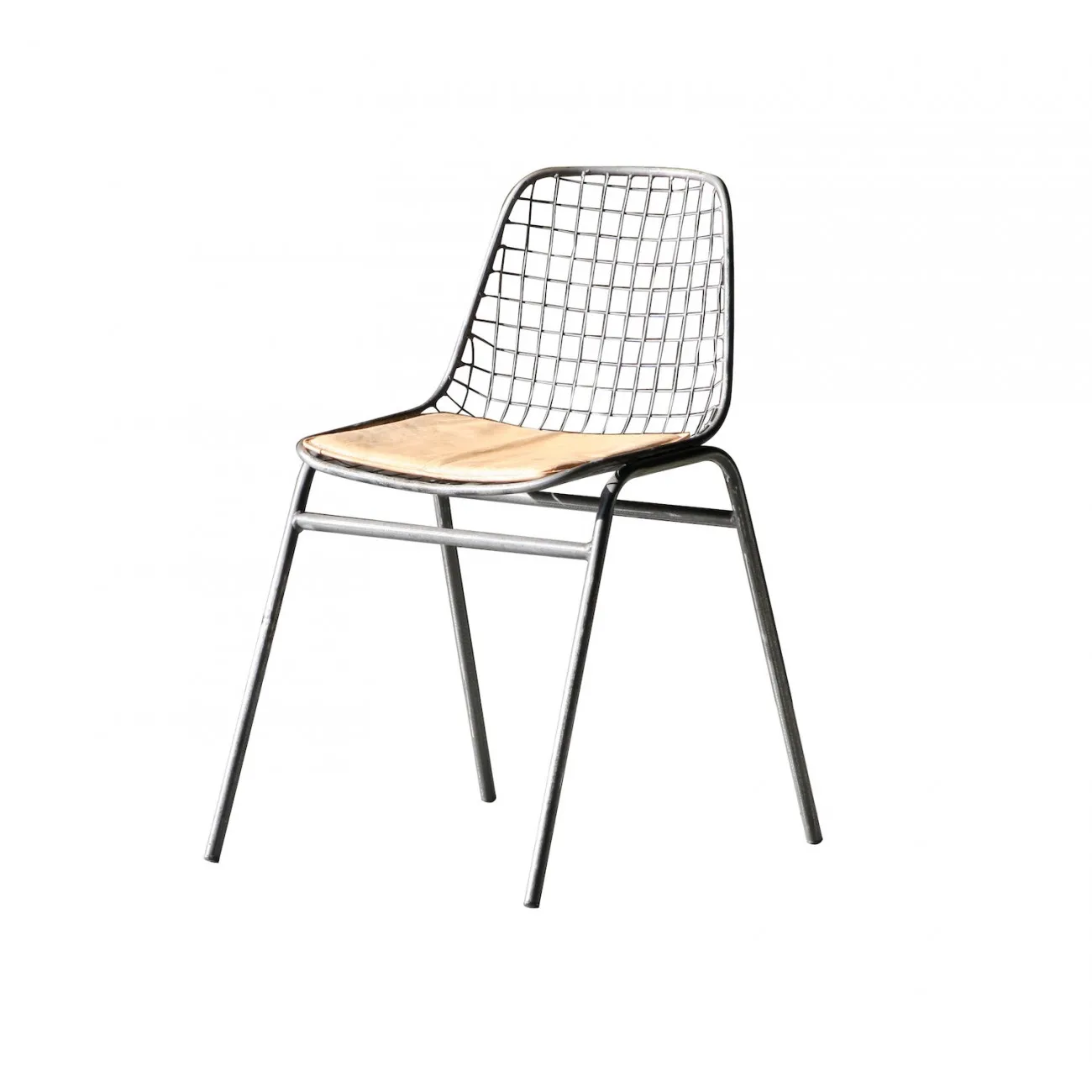 JALI - Set aus 4 Stühlen aus Stahl und Leder in Camel