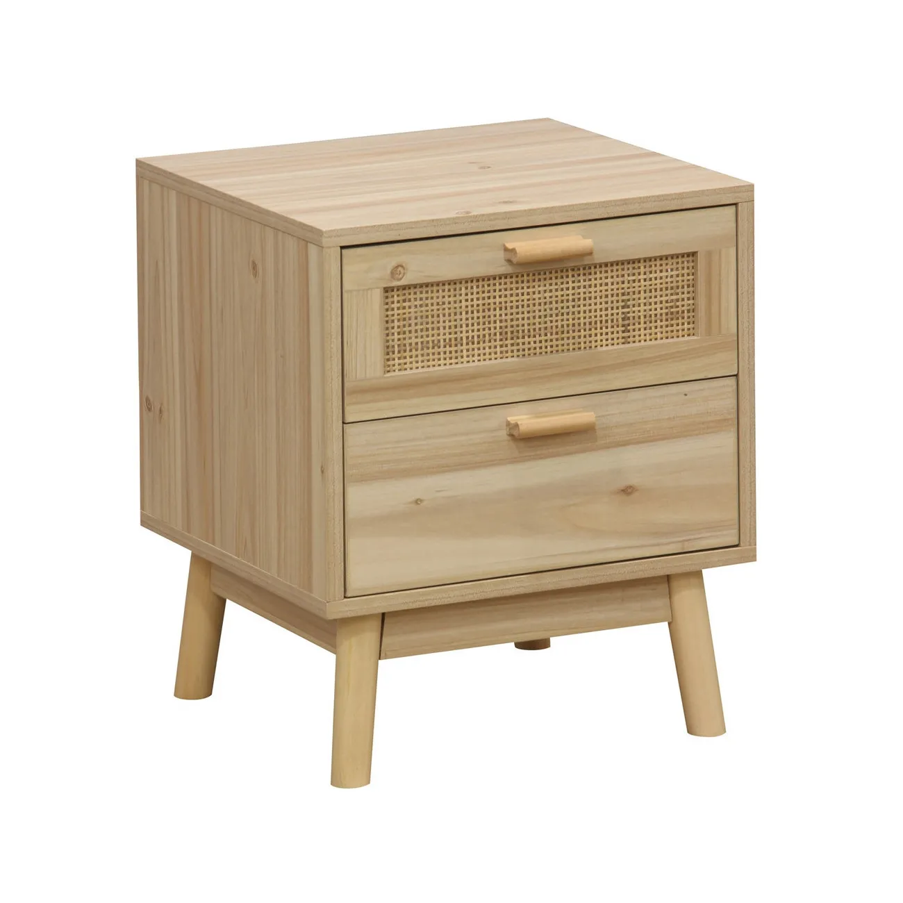 JAVA - Nachttisch in Kiefern- und Rattanoptik