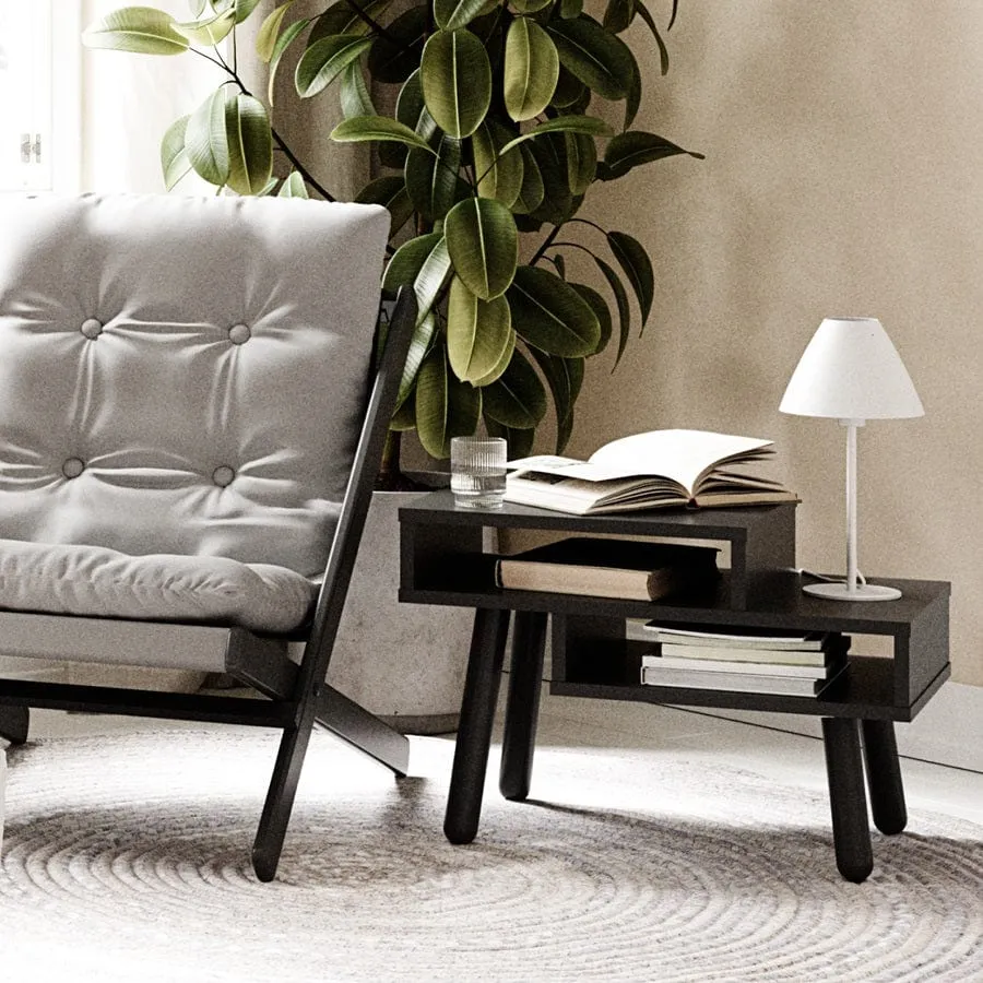 HAKO Schwarzer Nachttisch 60CM