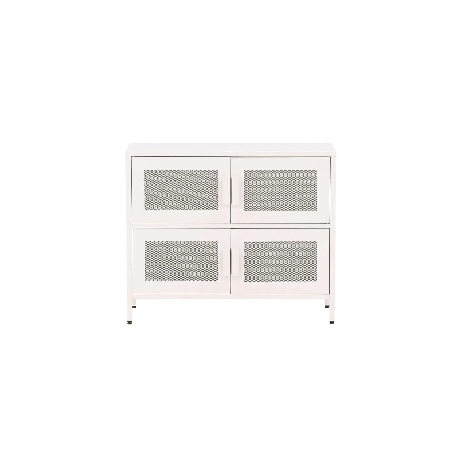 Kommode Nett 90cm mit Gittertüren - Weiß