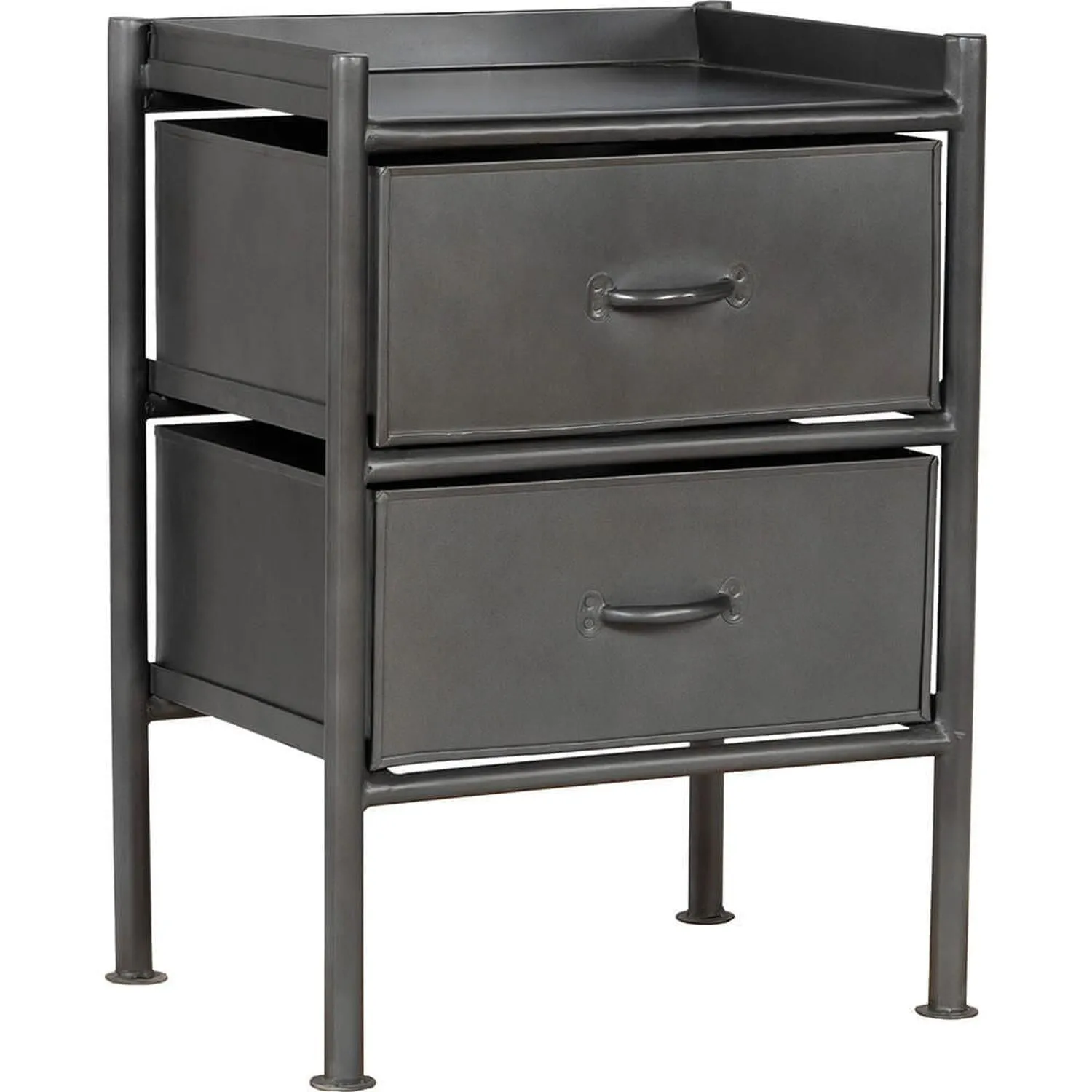 Kommode Saga aus Eisen mit 2 Schubladen - Grau