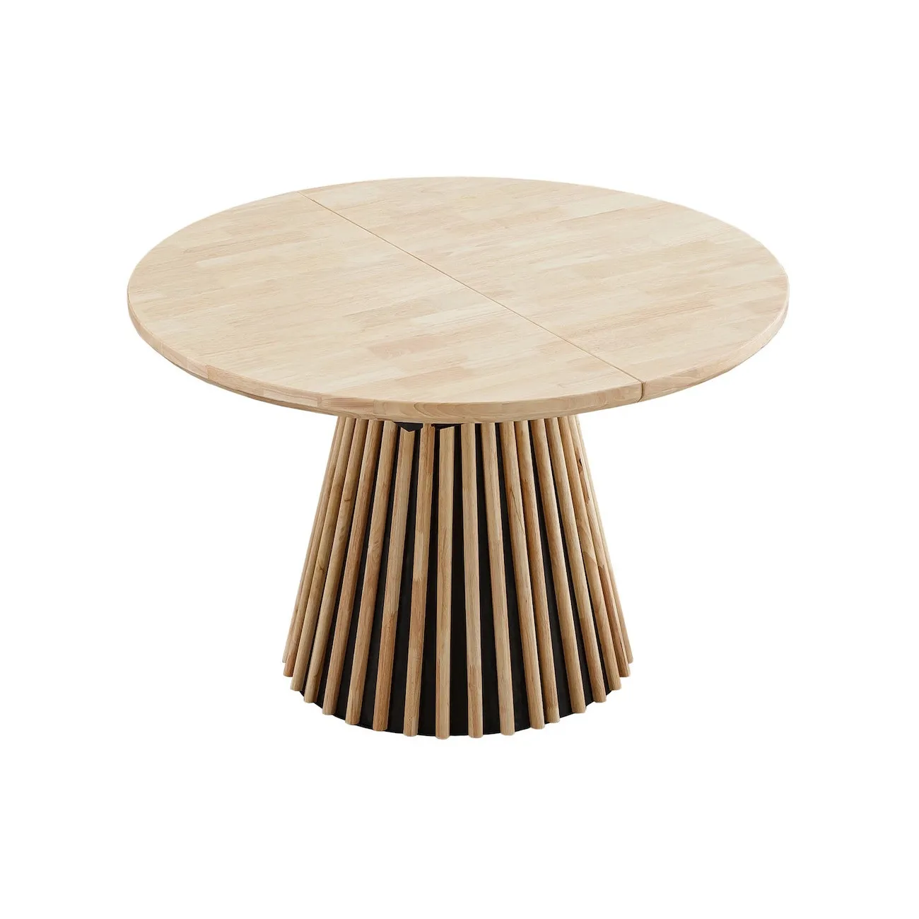 LANDIA - Ausziehbarer runder Esstisch aus Holz D100