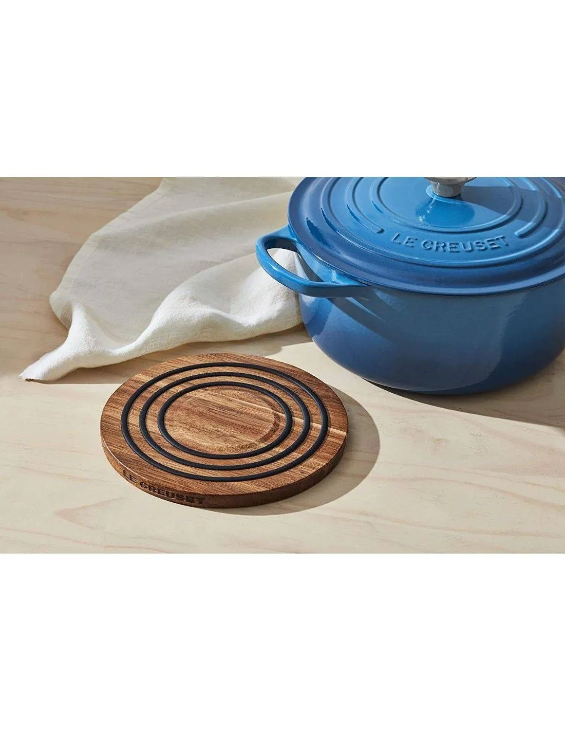Le Creuset Magnetischer Magnetischer Untersetzer aus Akazienholz