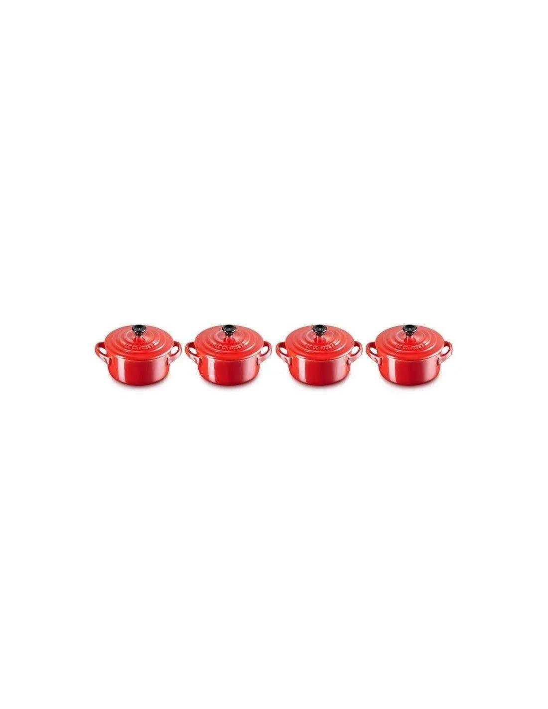 Le Creuset 4er-Set Mini Cocottes Metallics Kirschrot aus Steinzeug