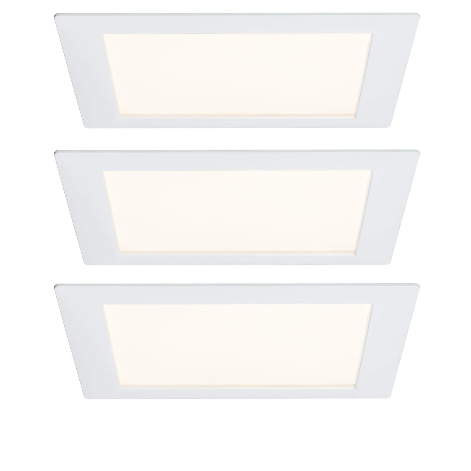 3 x Paulmann Premium Einbauleuchten Set Panel eckig LED 2700K Warmweiß 500 lm 8W = 50W Licht
