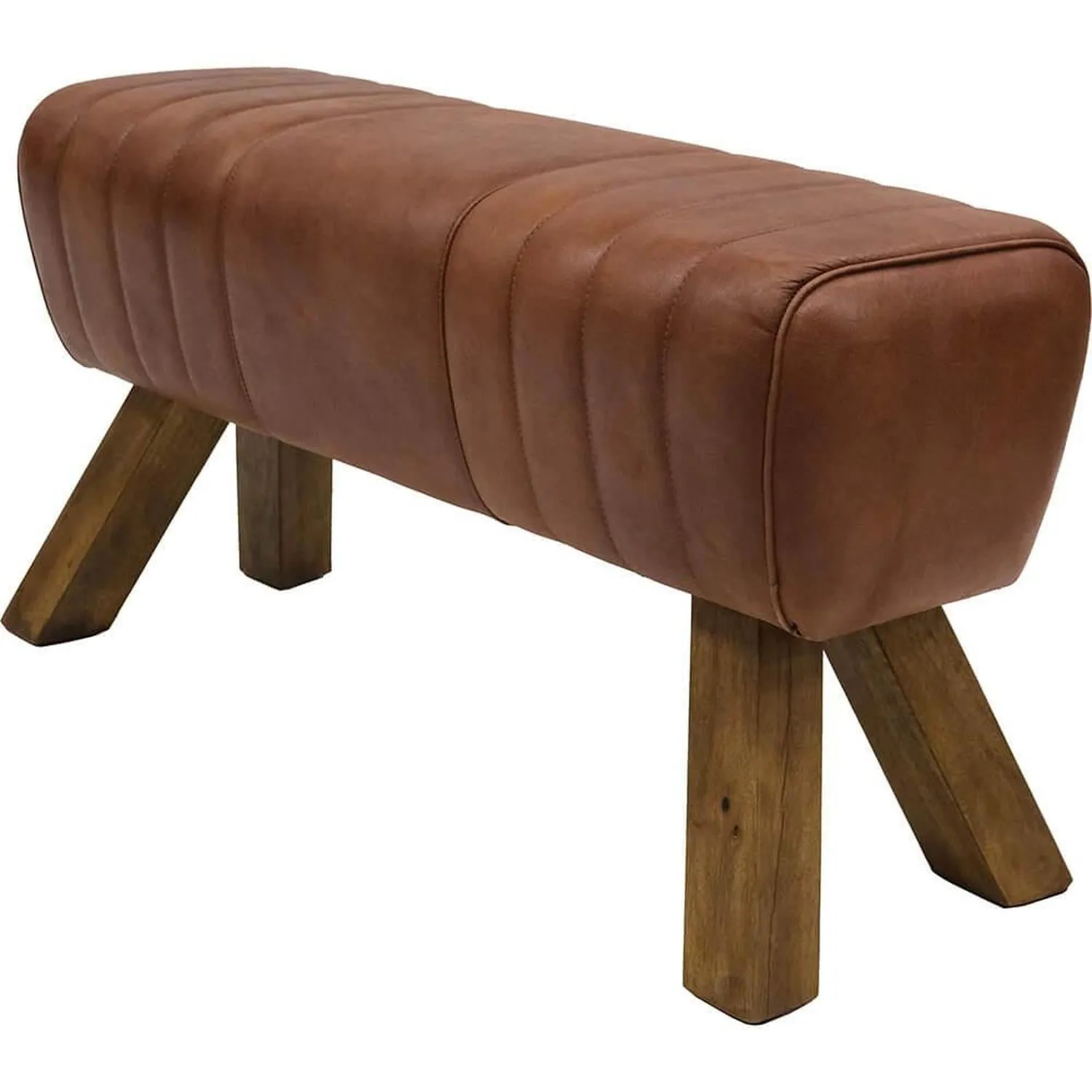 Lederbock Wilma mit Steppnähten - Braun