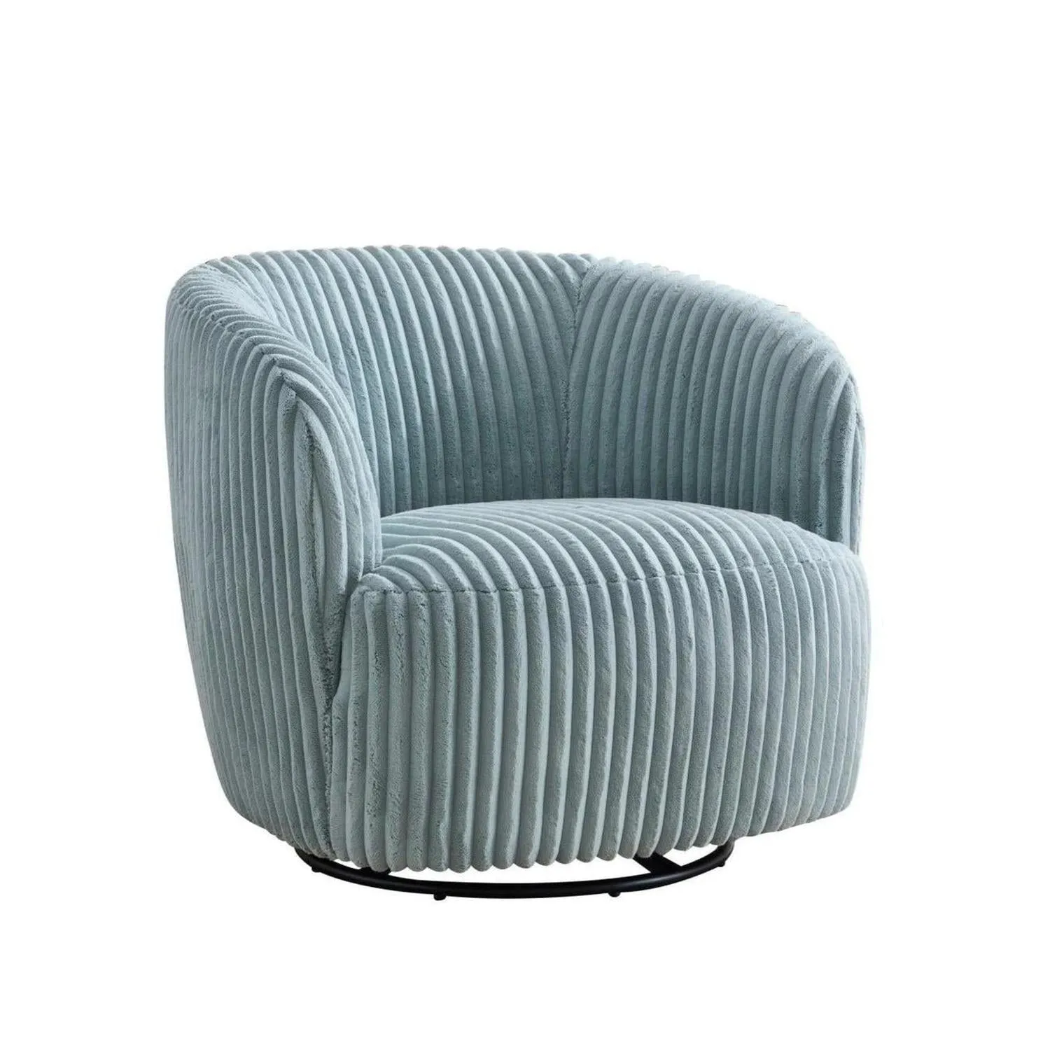 Loungesessel Alma aus Kord drehbar - Petrolblau