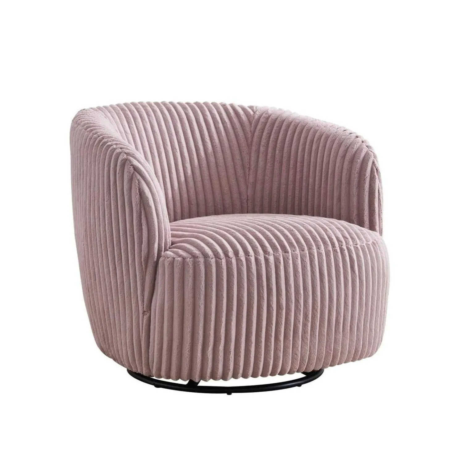 Loungesessel Alma aus Kord drehbar - Rosa