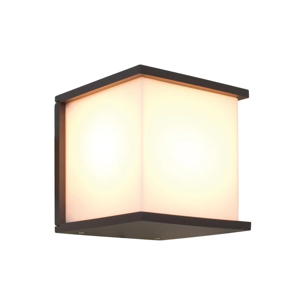 Lutec Außenwandleuchte BOX CUBE Alu anthrazit Kunstsoff Opal