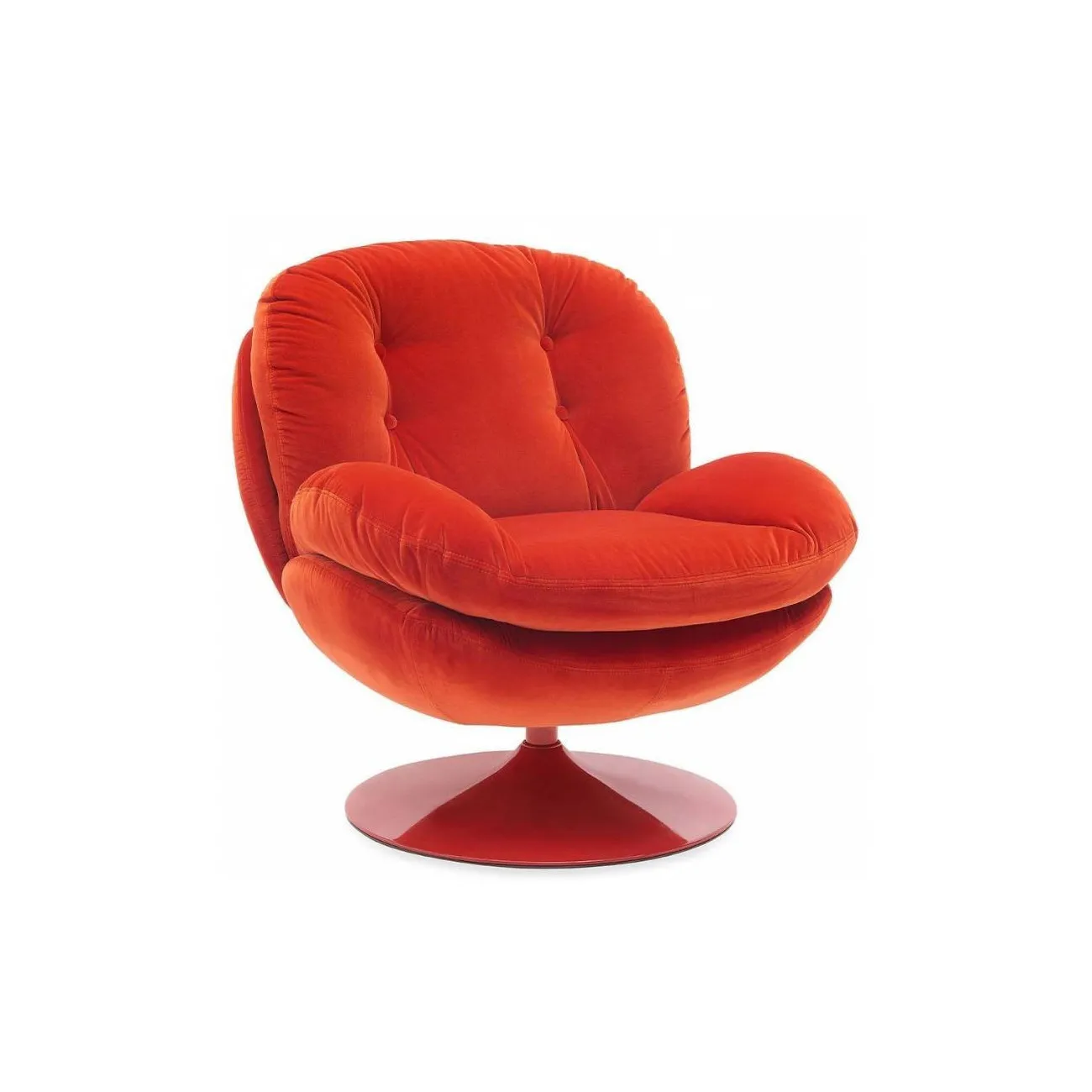 MEMENTO - Drehbarer Design-Sessel aus rotem Samt